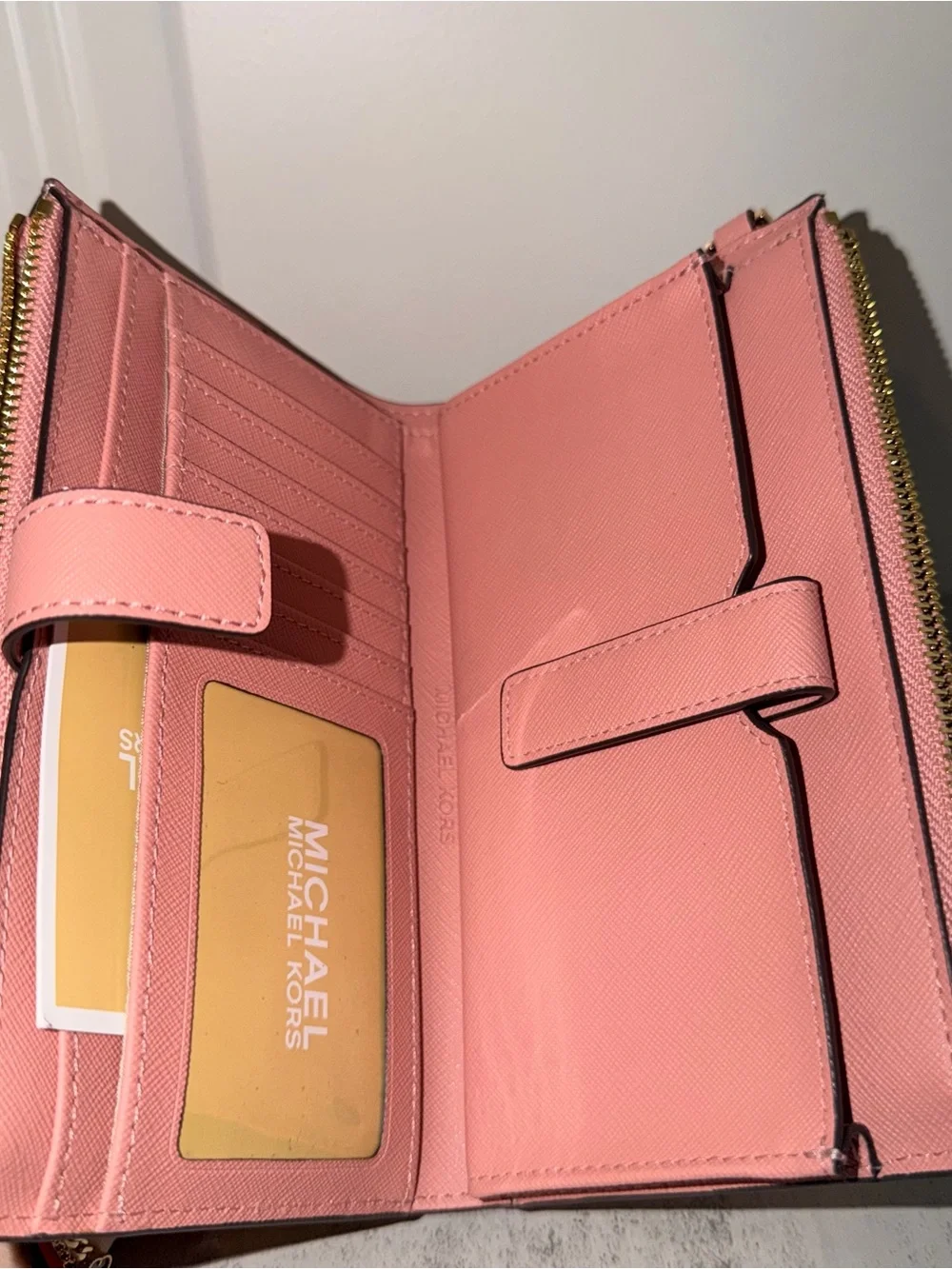 Michael Kors Sunset Rose Large Zip Wallet Wristlet